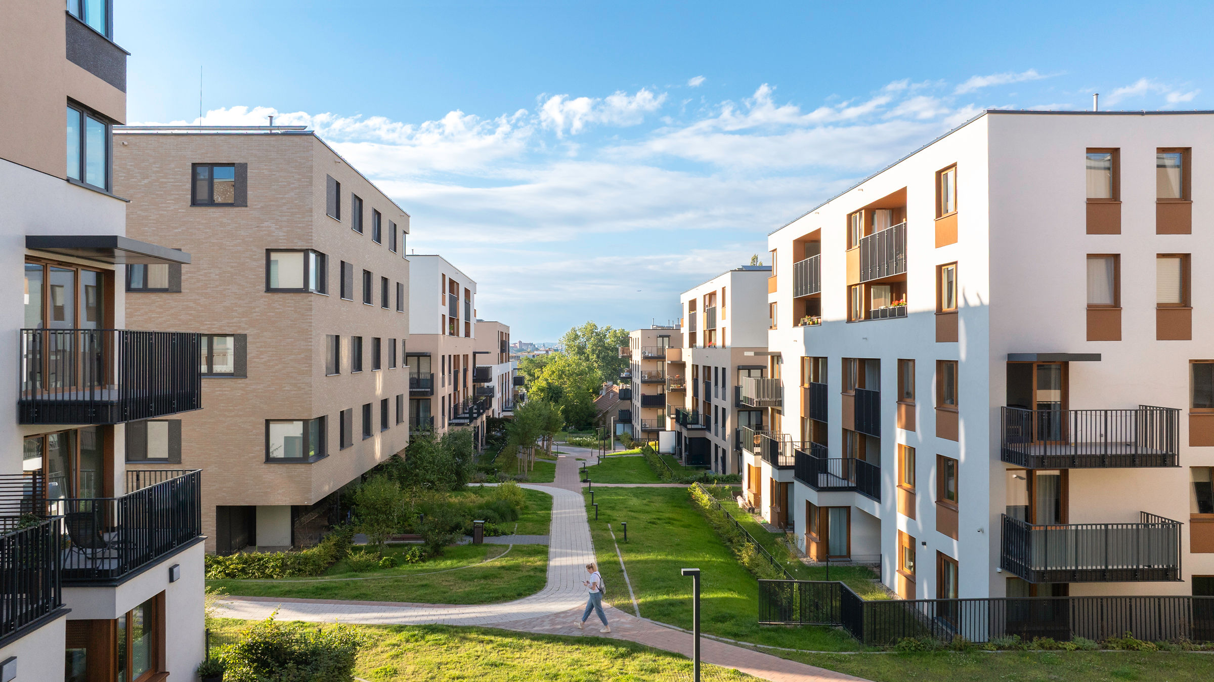 An intimate complex with low-rise buildings